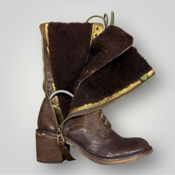 Rare Vtg Sam Edelman Dupree Lace up Boots Real Fur Shearling Sz 9 - Picture 11 of 13